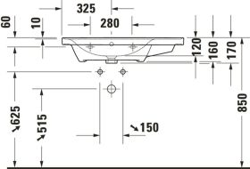 Duravit Möbelwaschtisch D-Neo, 800mm, we 1 HL, Becken links