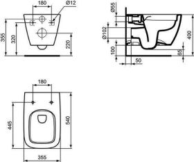 Ideal Standard Wandtiefspül-WC i.life B 360x545x335mm Weiß