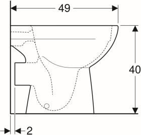 Geberit Renova Stand-WC Tiefspüler, Abg. teilgeschl. Form, Rimfree, manhatten