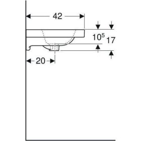Geberit iCon Light WT 60x42cm, verk. Aus mit Hahnloch, mit Überlauf, weiß