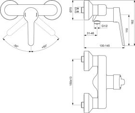 Ideal Standard Brausearmatur AP Ceraplus Ausld. 31-46mm Chrom