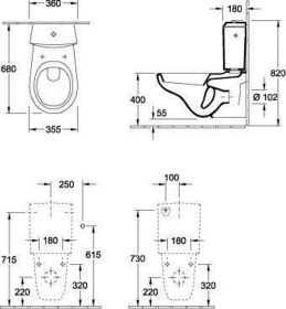 Villeroy & Boch Tiefspül-WC für Kombination O.n 662310 355x680mm Oval Weiß Alpin