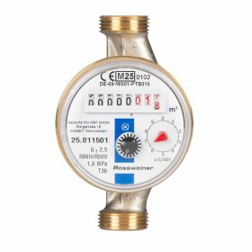 Wohnungs-Wasserzähler Aufputz für Kaltwasser Q3 2,5m³ Baulänge 110 mm