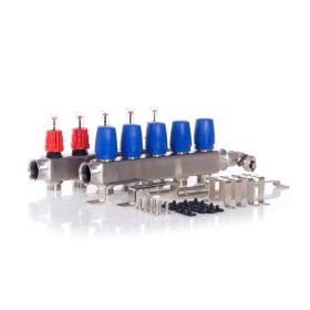 Heizkreisverteiler BASIC für Fußbodenheizung 5 Heizkreise mit Kugelhahn-Set