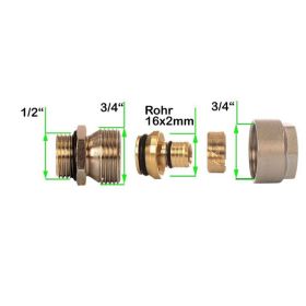 Anschlussverschraubung 1/2 Zoll Universal 16 x 2 mm