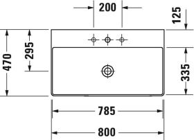 Duravit Möbelwaschtisch DuraSquare 800mm o. ÜL, mit HLB, o.HL, weiß WonderGliss