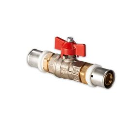 Selfio-Press Aluverbund Pressfitting  Kugelhahn 20 x 2 mm Flügelgriff rot TH + U Kontur