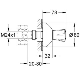 Grohe Costa UP-Ventil Oberbau 20 - 80 mm Kaltwasser