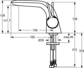 Ideal Standard Waschtischarmatur Melange flex.Schläuche, Ausld. 136mm, Chrom