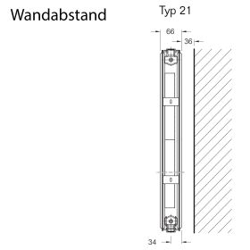 Flachheizkörper Vertikal Buderus Logatrend, CV-profiliert, Typ 21 mit Wandbefestigung