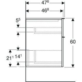Geberit iCon Seitenschrank, 2 Schubladen 45x60x47,6cm, Eiche/Gr. Lava