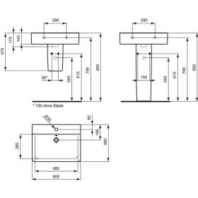 Ideal Standard Waschtisch Connect Cube, 600x460x175mm, Weiß