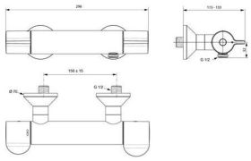 Ideal Standard Brausethermostat AP Cerap gesamte Ausld. 115-133mm Chrom