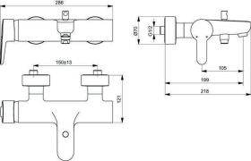 Ideal Standard Badearmatur AP Connect Bl Ausld. 199mm, Chrom