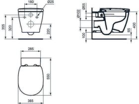 Ideal Standard WC-Paket Connect, WC rand m.WC-Sitz Softclosing,365x550x340mm,Weiß