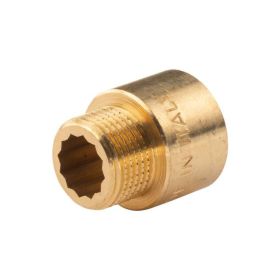 Messing Gewinde-Fitting Hahnverlängerung IG/AG 3/8" (DN 10) Länge 15mm - schwere Ausführung