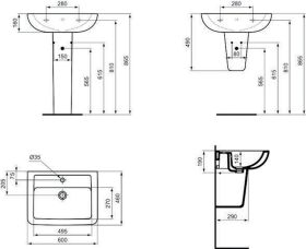 Ideal Standard Waschtisch Eurovit Plus, 600x460x190mm, Weiß