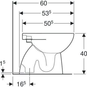 Geberit Renova Stand-WC Tiefspüler, Abg. teilgeschl.Form, T:53cm, weiß