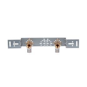 Selfio-Press Aluverbund Pressfitting  2x Wandwinkel auf Montageplatte abgewinkelt (Stichmaß 153 mm) 20 x 2 - 1/2" TH + U Kontur DVGW