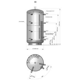 Schicht-Pufferspeicher PZ 1500 Liter mit 100 mm Isolierung