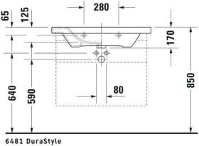 Möbelwaschtisch DuraStyle 800 mm mit ÜL, mit HLB, 1 HL, weiß