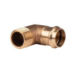 Kupfer Pressfitting Winkel 90° aus Rotguss 28 mm - 1" AG V+M-Kontur DVGW
