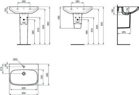 Ideal Standard Waschtisch i.life A 1Hl. 600x480x150mm Weiß