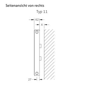 Flachheizkörper Buderus Logatrend, C-profiliert, Typ 11 mit Wandbefestigung