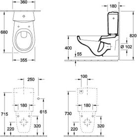 Villeroy & Boch Tiefspül-WC für Kombination O.n 662310 355x680mm Oval Weiß Alpin