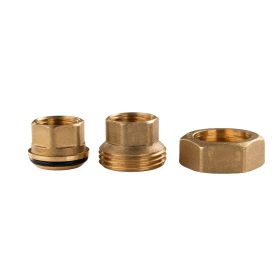 Messing Gewinde-Fitting Verschraubung gerade mit O-Ring 3 teilig 1/2"IG - 1/2"IG (DN 15) - schwere Ausführung