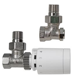 Buderus Zubehörpaket C / CV mit Thermostatkopf und Heizkörperverschraubung in Eckform