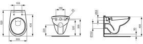 Ideal Standard Wandtiefspül-WC Eurovit, 355x520x370mm, Weiß