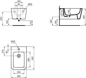 Ideal Standard Wand-Bidet Blend Cube 1 H 360x540x250mm Weiß