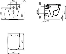 Ideal Standard Wandtiefspül-WC i.life S 355x480x335mm Weiß