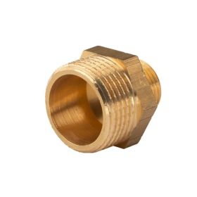 Messing Gewinde-Fitting Reduziernippel 3/8" AG (DN10) - 3/4" AG (DN20) - schwere Ausführung
