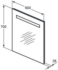 Ideal Standard Spiegel Mirror&Light, m. 30W, 600x26x700mm