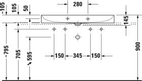 Möbel-WT DuraSquare 1000mm o. ÜL, 2 HL, geschl., weiß