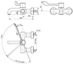 Ideal Standard Wand-WT-Thermostat Cerapl Ausld. 240mm Chrom