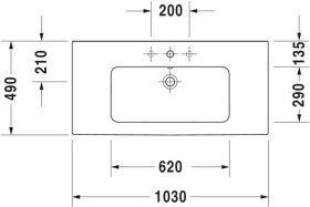 Möbelwaschtisch ME by Starck 1030 mm mit ÜL, mit HLB, 1 HL, weiß