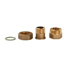 Messing Gewinde-Fitting Verschraubung gerade flachdichtend 1/2"IG - 1/2"AG (DN 15) - schwere Ausführung