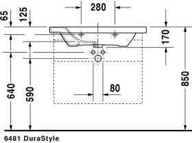 Möbelwaschtisch DuraStyle 800 mm mit ÜL, mit HLB, 1 HL, weiß