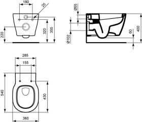 Ideal Standard Wandtiefspül-WC Connect, 360x540x340mm, Weiß