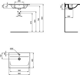 Möbelwaschtisch Connect Air 1 Hl. m.Ül. 640x460x165mm Weiß