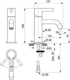 Ideal Standard Waschtischarmatur JOY, o. Ausld.110mm, Chrom