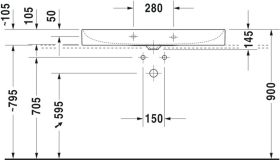 Möbel-WT DuraSquare 1000mm o. ÜL, 2 HL, geschl., weiß