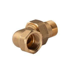 Messing Gewinde-Fitting Winkelverschraubung 90° flachdichtend 1/2"IG - 1/2"AG (DN 15) - schwere Ausführung