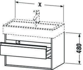 WTU wandhängend Ketho 440x950x480mm 2 SchKa, für 045410, weiß matt
