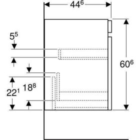 Geberit Renova Plan US f. WT, mit 1 Schu u. Innenschubl., 68,2x60,6x44,6cm, weiß