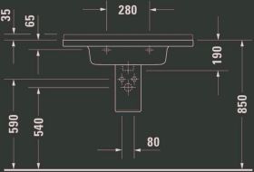 Möbelwaschtisch Starck 3 850 mm mit ÜL, mit HLB, 1 HL, weiß
