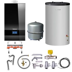 Buderus Gas-Brennwert Logaplus-Paket W42 GB182i.2-20 20kw H-Gas Speicher S120 Bedieneinheit BC400 MAG 35l schwarz